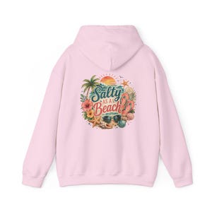 Salty As A Beach Hoodie Beach Sunset Palm Tree Seashells Seaside Apparel Vacation Sweatshirt Womens Graphic Hoodie Gift for Her Beach Lover image 18