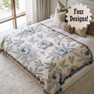 Personalized Woven Blanket | Floral Blanket with Name Gift for Mom or Grandma Couch Throw Mimi Gigi Nana Grammy Mama