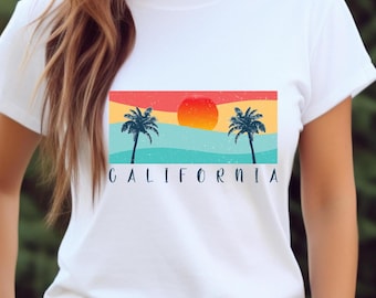 California Dreaming Unisex T-shirt kleurrijk Cali meisjesshirt voor dames en heren California kleurrijk Golden State Boho trendy vakantie T-shirt