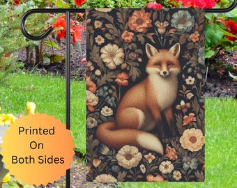 Fox Garten Flagge Dekorative Banner für Haus & Garten Outdoor Decor Floral Fox Banner für Yard Art Geschenk für Mama Haus Banner