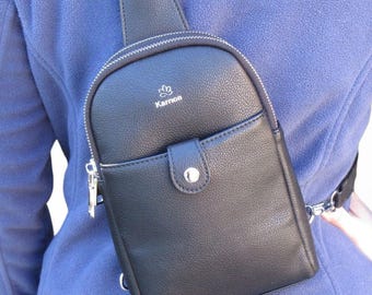 Harper Bolsa tiracolo feminina para viagem Mochila vegana da moda para mulheres Dois bolsos com zíper Bolsa segura para viagem Presente para ela