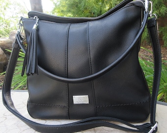 Bolsa feminina transversal bolsa de grife com duas alças removíveis couro de poliuretano vegano presente para ela bolsa de ombro preta hobo presente para mãe