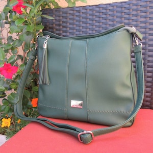 Damenhandtasche Crossbody Designer Geldbörse mit Zwei Abnehmbaren Riemen Polyurethan-Leder-Vegan-Geschenk für Sie Grüne Hobo-Schultertasche