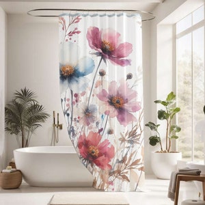 Shower Curtain Wildflower Floral Pattern Shower Curtain for Bathroom Home Decor Designer Bath Accessory For Tub Enclosure Guest Bath Shower