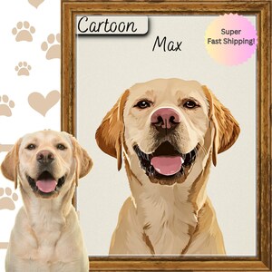 Pet Portrait Cartoon Water Color Oil Painting or Colorful Sketch Pet Memorial Portrait from Photo Custom Personalized Gift Print or Digital