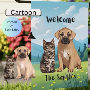 Personalized Pet Garden Flag Welcome Sign House Decor Wall Art Custom Pet Portrait Yard Flag Pet Photo Yard Dog Mom Gift Father&#39;s Day Gift