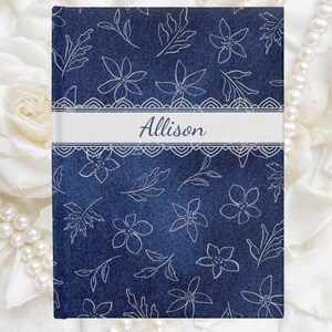 Personalized Floral Journal Elegant Suede Look Notebook for Writing Gift for Her Daily Planner Self-Care Diary Floral Cottagecore Journal