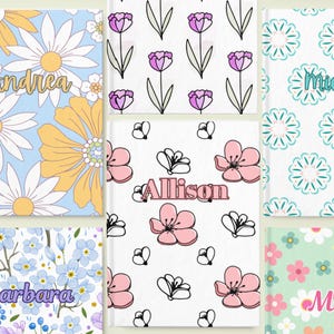 Personalized Floral Journal Gift for Book Lovers Cute Diary Study Notebook Birthday Gift for Her Journal for Women Daughter 6 Choices