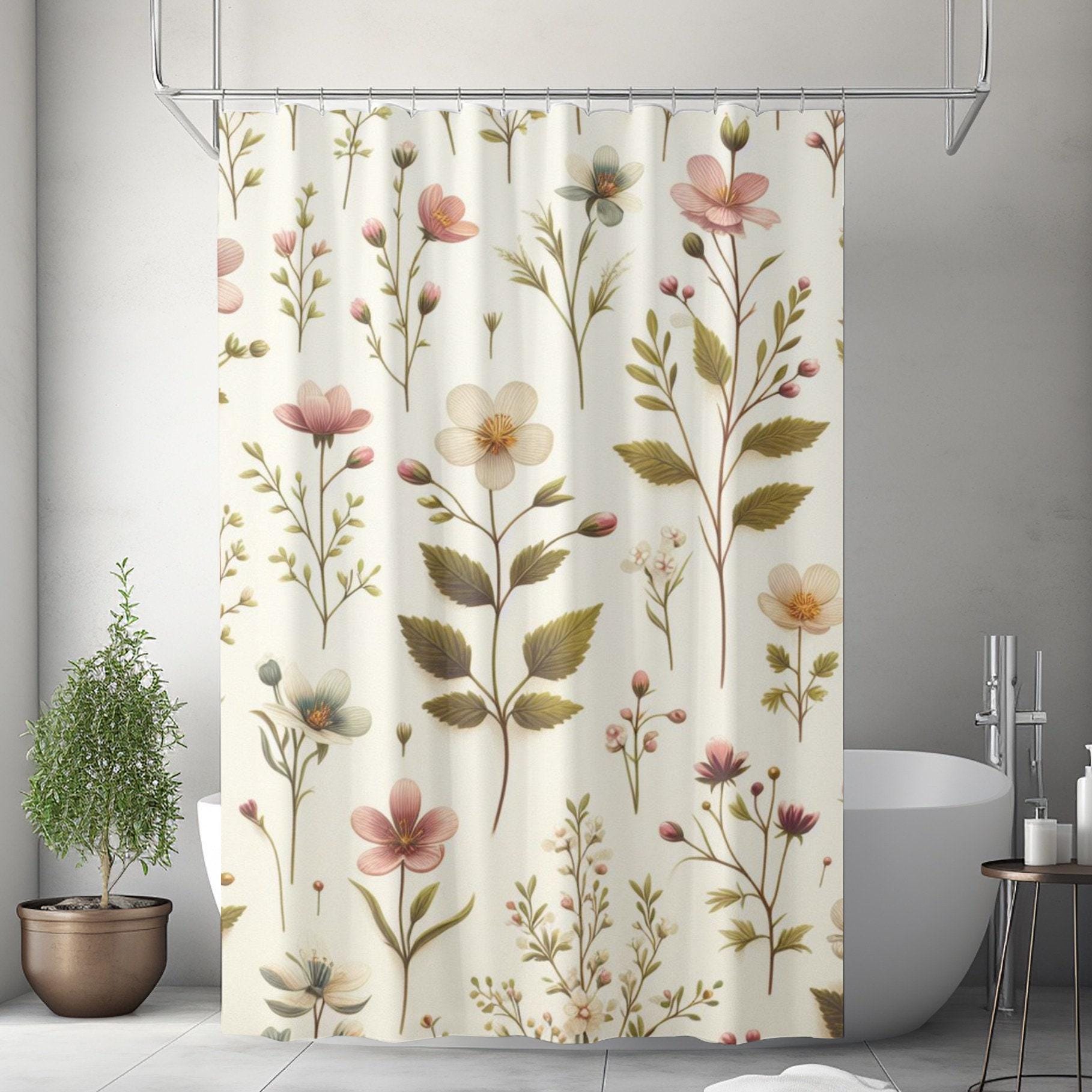 Shower Curtain Wildflower Floral Pattern Shower Curtain for Bathroom Home Decor Designer Bath Accessory For Tub Enclosure Guest Bath Shower