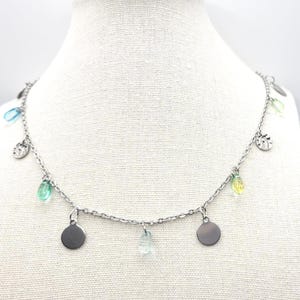 Sea Glass Charm Necklace Stainless Steel Chain Beach-Inspired Glass Bead Jewelry Gift Handmade Coastal Necklace Gift for Mom Daughter Sister