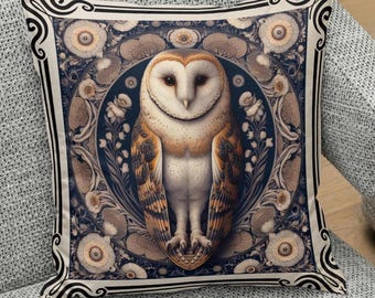 Owl Pillow Cover Vintage Home Decor Couch Cushion Toss Pillow Gift Autumn Decor Whimsical Family Room Sofa Throw Pillowcase Gift for Her