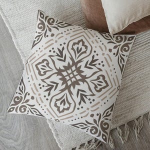 Tan & Brown Damask Pillow Cover for Family Room Home Decor for Living Room Couch Throw Pillow Case Cover Sizes 14x14 16x16 18x18 20x20