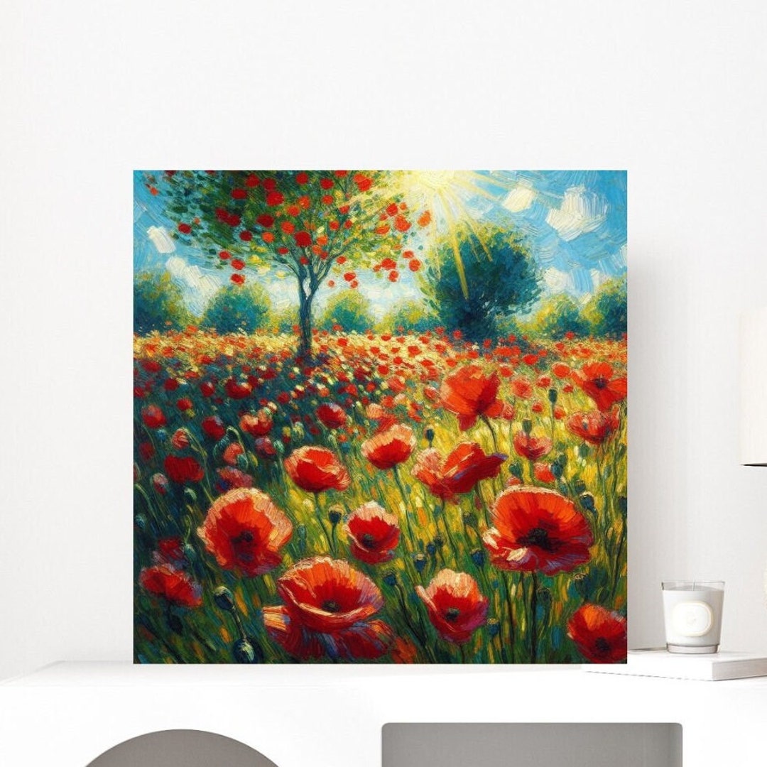Matte Canvas Red Poppies Impressionist Wall Art New Home Decor Print ...