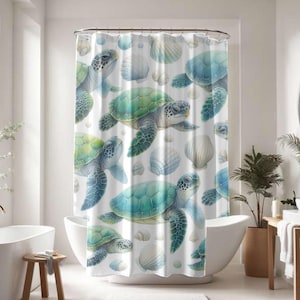 Shower Curtain Green Blue Sea Turtle Shower Curtain for Bathroom Home Decor Kids Designer Bath Accessory Sealife Shower Bathroom Decor