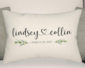 Personalized Wedding Gift Lumbar Pillow Cozy Home Decor Gift for Couples Housewarming Present Custom Throw Pillow Bridal Shower Gift for Her