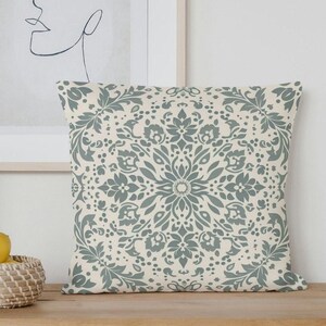 Ivory Sage Green Damask Pillow Case for Family Room Home Decor for Living Room Sofa Throw Pillow Case Cover Sizes 14x14 16x16 18x18 20x20