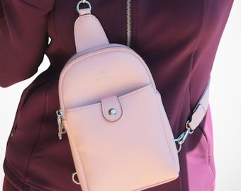 Harper Bolsa tiracolo feminina para viagem Mochila vegana da moda para mulheres Dois bolsos com zíper Bolsa segura para viagem Presente para ela