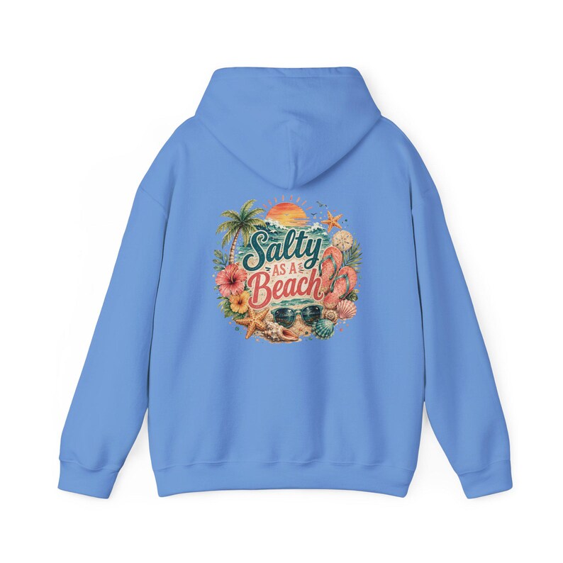 Salty As A Beach Hoodie Beach Sunset Palm Tree Seashells Seaside Apparel Vacation Sweatshirt Womens Graphic Hoodie Gift for Her Beach Lover image 15