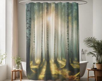 Shower Curtain Birch Tree Forest Shower Curtain for Bathroom Home Decor Designer Bath Accessory For Tub Enclosure Guest Bath Shower