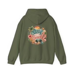 Salty As A Beach Hoodie Beach Sunset Palm Tree Seashells Seaside Apparel Vacation Sweatshirt Womens Graphic Hoodie Gift for Her Beach Lover image 12
