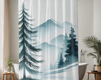 Shower Curtain Dark Teal Trees Shower Curtain for Bathroom Home Decor Designer Bath Accessory For Tub Enclosure Guest Bath Teal Shower Decor