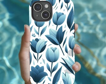 Bloemen slanke telefoonhoesjes voor iPhone 17 16 15 14 13 12 Modellen telefoonhoesjes Blauwe tulpen Wilde bloemen madeliefjes Superdunne glanzende afwerking telefoonhoes