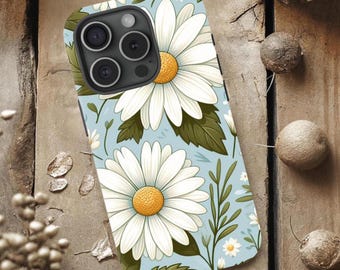 Tough Phone Case Daisy Design for iPhone 17 Samsung Pixel Tough Case with Floral Print for Mom Gift for Girls Fun Phone Case Gift for Her
