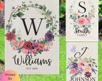 Personalized Garden Flag Family Name Garden Banner Wedding Gift Housewarming Gift Custom Welcome Yard Flag with Name Yard Banner Initial