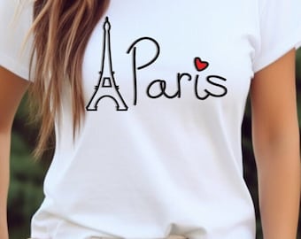 Love Paris France Eiffel Tower Shirt for Women and Men Trendy Vacation Travel Tee Gift for Her or Him Paris Souvenir shirt for Paris Lover