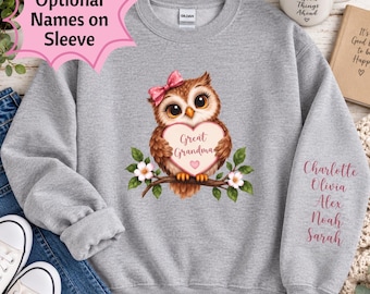 Great Grandma Sweatshirt Personalized Grandma Mom Gift Custom Grandkids Names Sleeve Gildan Crewneck Sweatshirt Nana Birthday Gift