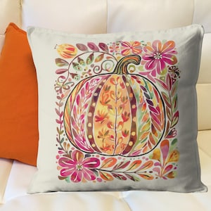 Fall Pillow Cover Home Decor Autumn Gift Thanksgiving Decoration Seasonal Accent Pumpkin Season Pillowcase Fall Farmhouse Watercolor Pillow