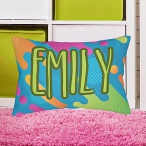 Personalized Name Pillow Bright Colors for Girls Teens Nursery Custom Name Lumbar Pillow Birthday Gift for Girls Customized Shower Gift