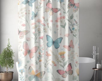 Shower Curtain Pastel Butterfly Polyester Shower Curtain for Bathroom Home Decor Designer Bath Accessory For Tub Enclosure
