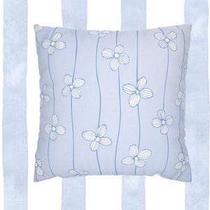 Blue Pillow Cover Home Decor Gift for Her Girls Room Throw Pillows Flower Print Cushion Cover Toss Pillow for Family Room or Nursery