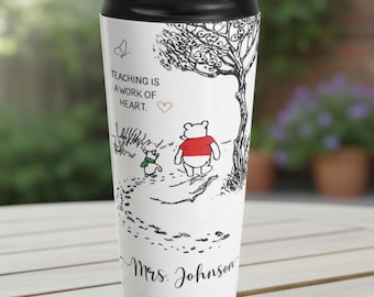 Taza de viaje personalizada inspirada en Winnie the Pooh / Vaso térmico de acero inoxidable Regalo de agradecimiento para maestros