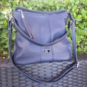 Damen Handtasche Crossbody Designer Geldbörse mit Zwei Abnehmbare Riemen Polyurethan Leder Vegan Geschenk für Sie Blaue Hobo Schultertasche Geschenk Mama