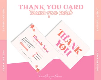 4 Editable Canva Thank You Card Template, Thank You Card Design, Editable Thank You For Your Purchase Card, Thank You For Your Order