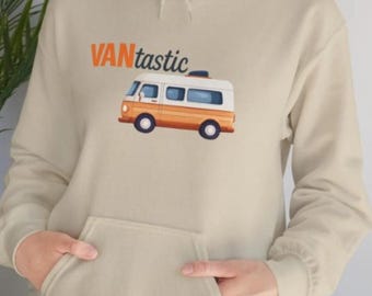 VANtastic Camper Van Hoodie | Retro Orange VW Style Van Graphic