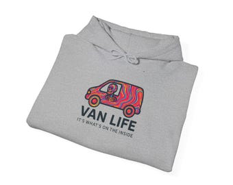 Van Life Hoodie |  Skeleton in Psychedelic Van -Its Whats on the Inside- Graphic Sweatshirt