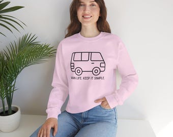 Van Life Keep It Simple Crewneck Sweatshirt | Minimal Camper Van Design