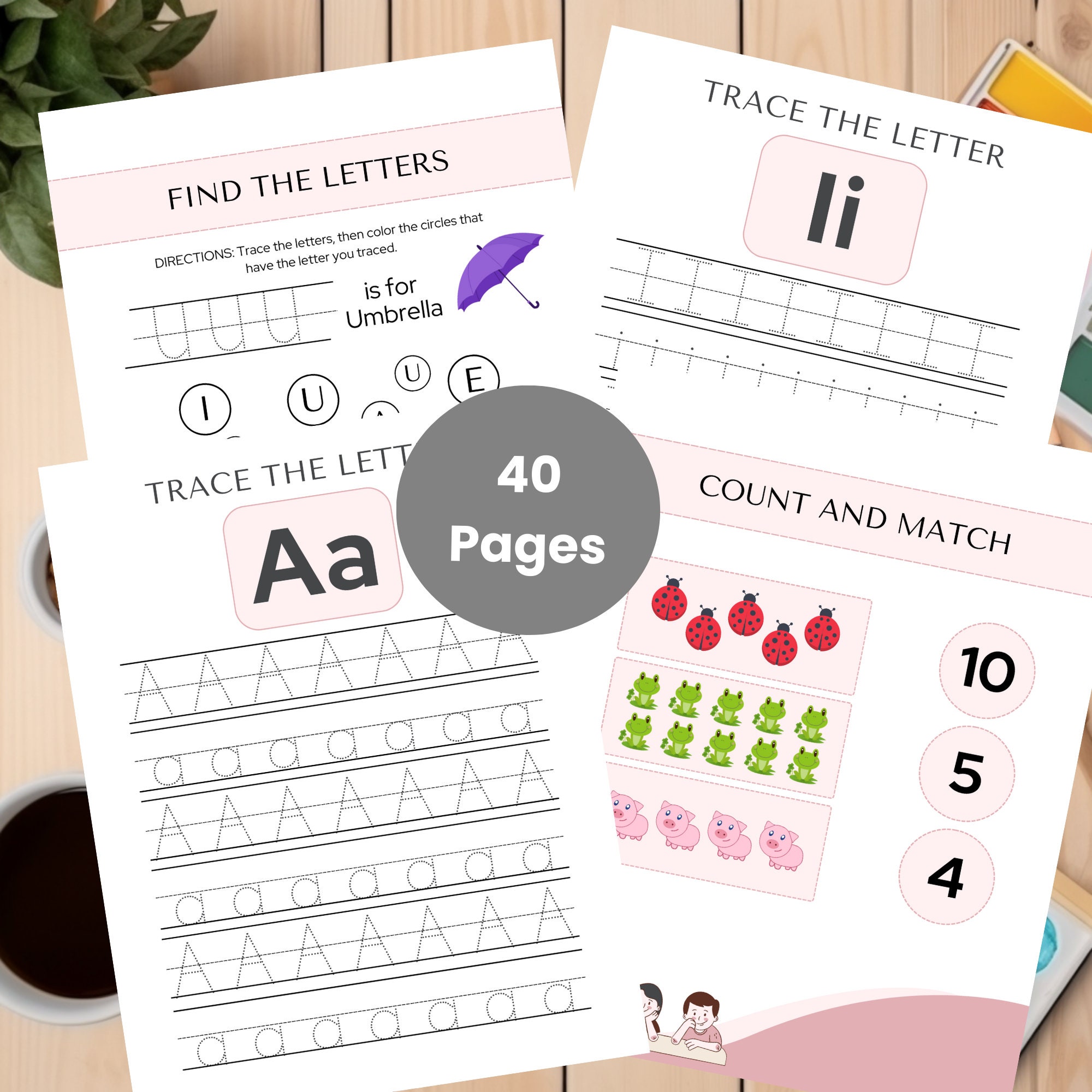 Childrens Activity Sheets Printable Instant Canva Download Pink Kids ...