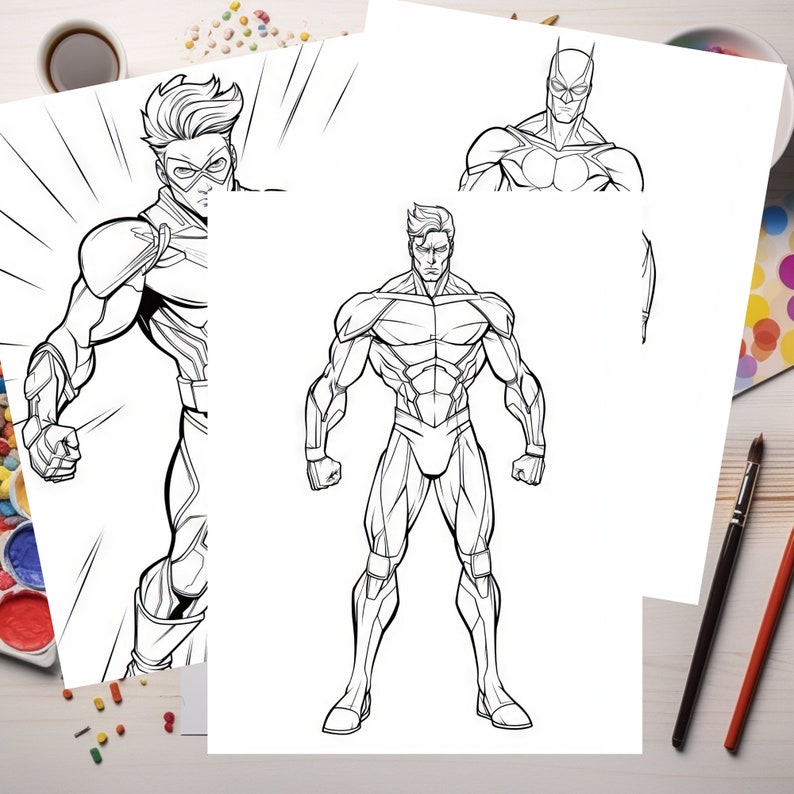 25 Superhero Coloring Book Pages, Colouring Pages for Children and ...