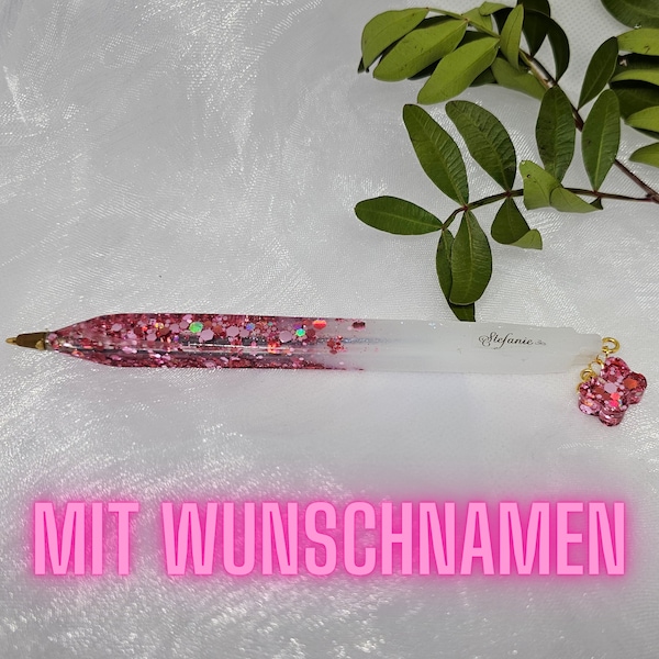 Pen with desired name made of synthetic resin including replacement refill | individually customizable | Replaceable refill | Resin resin gift