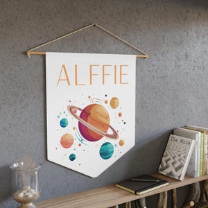 Pennant, Space Theme Nursery Decor, Galaxy Banner, Celestial Wall Hanging, Kids Room Wall Art, Outer Space Decoration, Cosmic Room Accent