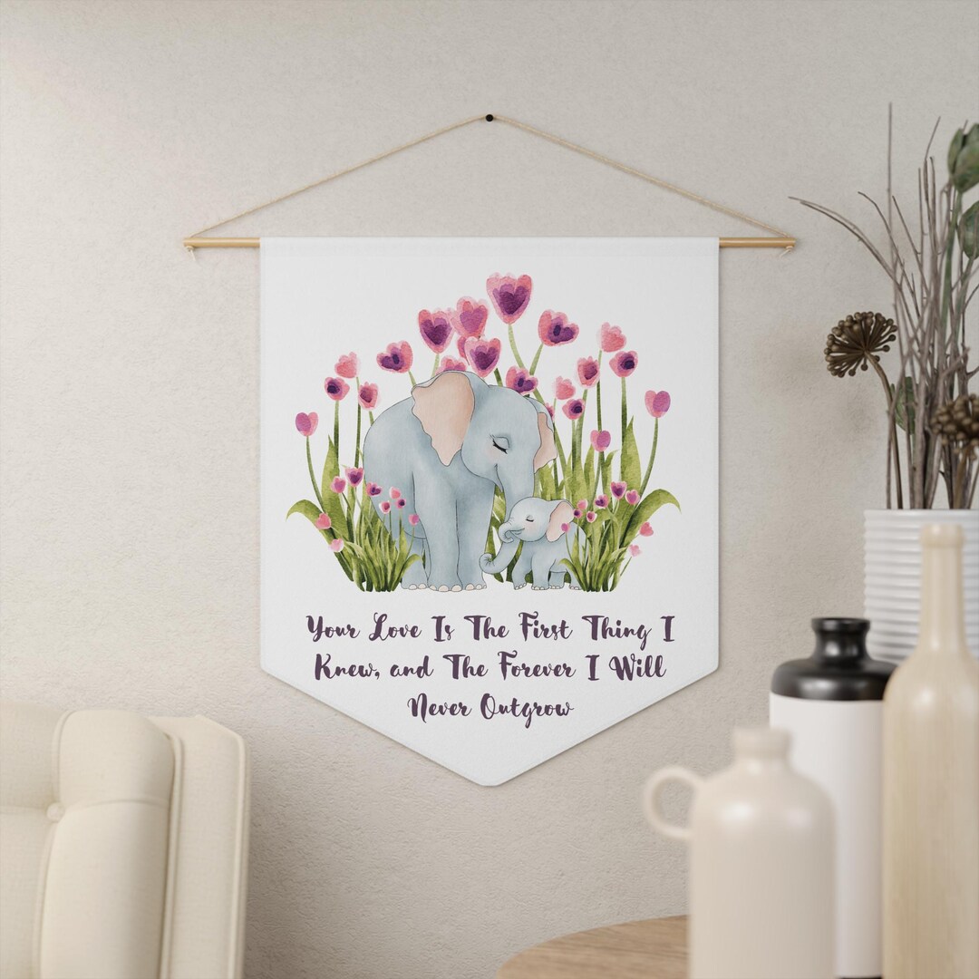 Pennant Banner, Nursery Decor, Warm Childhood Quote, Elephant Theme ...