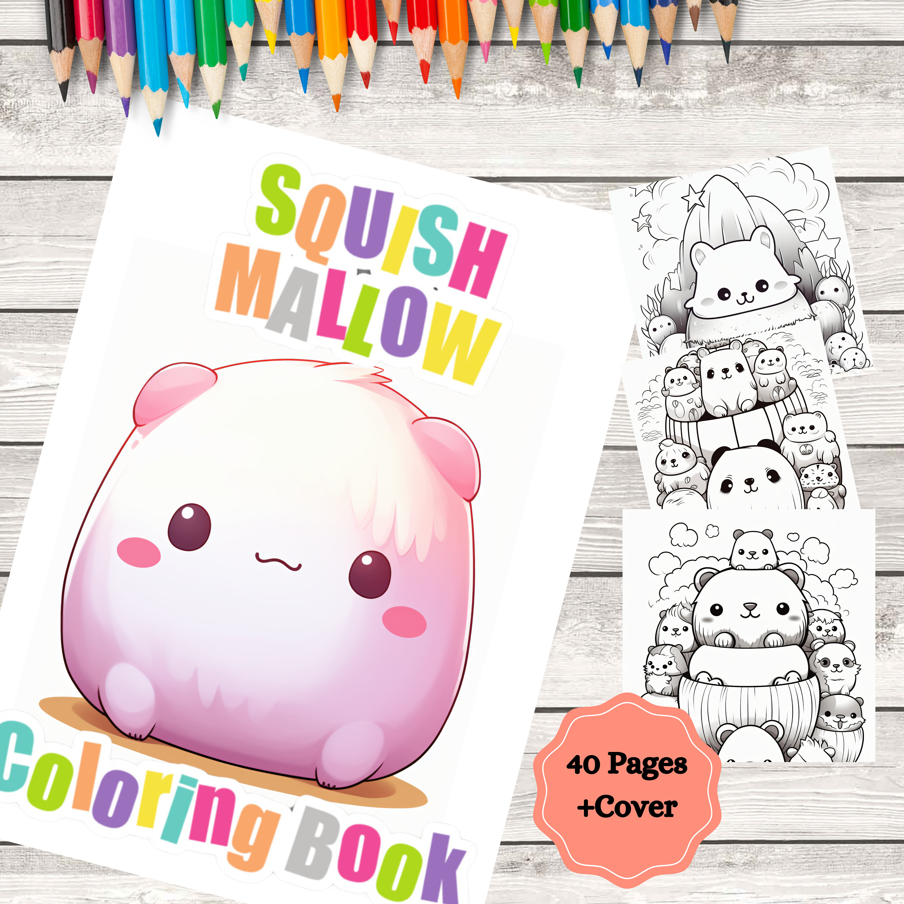 Squishmallow Coloring Book, 40 Pages of Coloring, Cute Animal Coloring ...