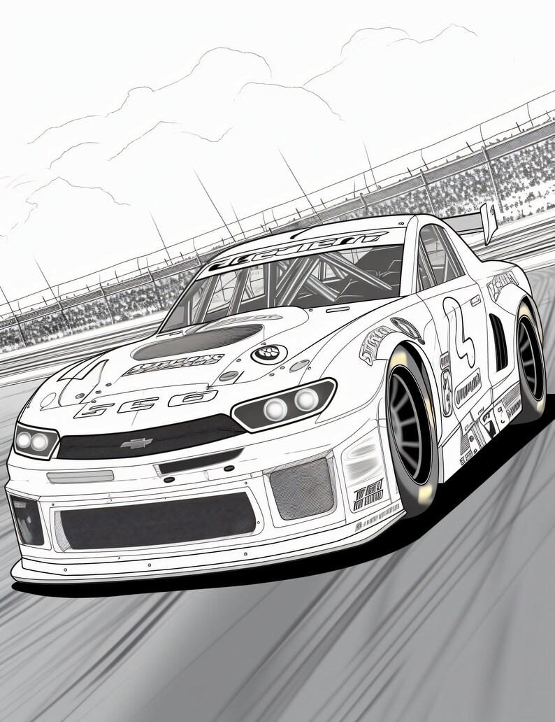 Race Car Coloring Book, 50 Pages of Coloring, Race Car Coloring Pages