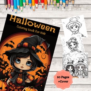 Halloween Coloring Book for Kids, 50 Pages of Coloring, Kids Halloween Coloring
