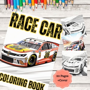 Race Car Coloring Book, 50 Pages of Coloring, Race Car Coloring Pages