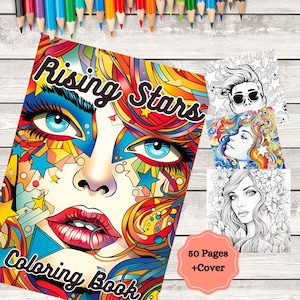 Engaging Coloring Book PDF with Charming Rising Stars Designs, 40 Pages of Coloring, Stars Coloring Book